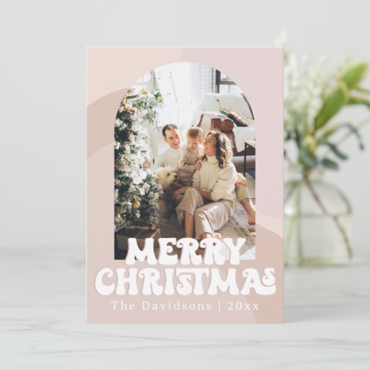 レトロボホクリスマスカード 70年代のホリデーグリーティング 招待状 (スタンド正面)