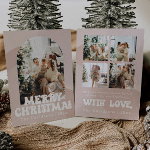 レトロボホクリスマスカード 70年代のホリデーグリーティング 招待状