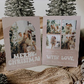 レトロボホクリスマスカード 70年代のホリデーグリーティング 招待状