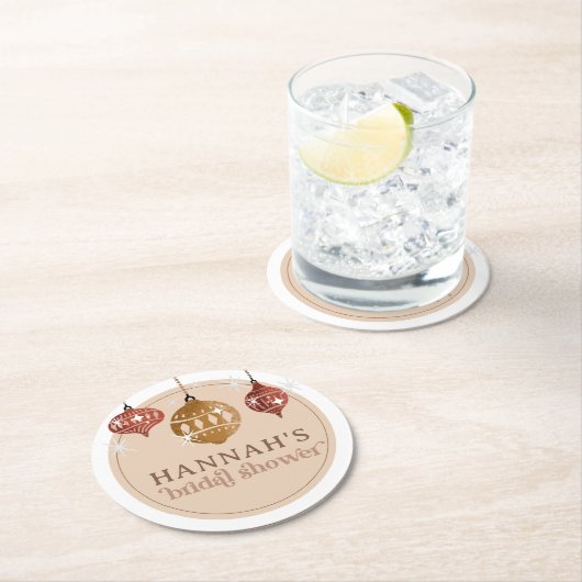 レトロボホクリスマスボールオーナメント ブライダルシャワー ラウンドペーパーコースター (インサイチュ)