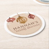 レトロボホクリスマスボールオーナメント ブライダルシャワー ラウンドペーパーコースター (アングル)