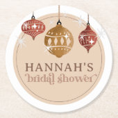 レトロボホクリスマスボールオーナメント ブライダルシャワー ラウンドペーパーコースター (正面)
