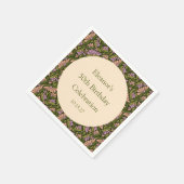 レトロボホグリーンカワイイカスタムフローラ50誕生日 スタンダードカクテルナプキン (角)