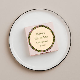 レトロボホグリーンカワイイカスタムフローラ50誕生日 ラウンドシール