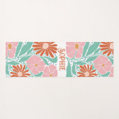 レトロボホグルーヴィフラワーズヨガパーソナライズされたマット ヨガマット (裏面(横))