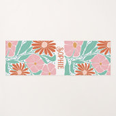 レトロボホグルーヴィフラワーズヨガパーソナライズされたマット ヨガマット (正面(横))