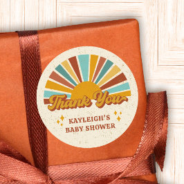 レトロボホサンベイビーシャワーありがとうお名前 ラウンドシール