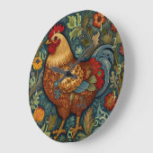 レトロボホシックなカントリーチキン ラージ壁時計 (傾斜)