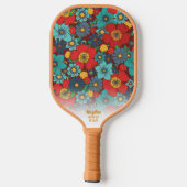 レトロボホシックフローラルパターカスタムン文字カッコいい ピックルボールラケット (裏面)