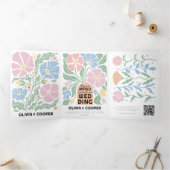 レトロボホシック抽象芸術フローラ結婚ズ詳細 三つ折り招待状 (内部)