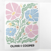 レトロボホシック抽象芸術フローラ結婚ズ詳細 三つ折り招待状 (内部最初)