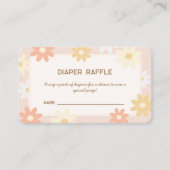 レトロボホシンプルデイジーベビーシャワーおむつラッフル エンクロージャーカード (正面)