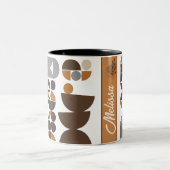 レトロボホスタイルカラフル幾何学模様 ツートーンマグカップ (中央)