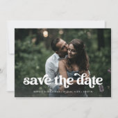 レトロボホタイポグラフィと2枚 | QRコード セーブザデート (正面)