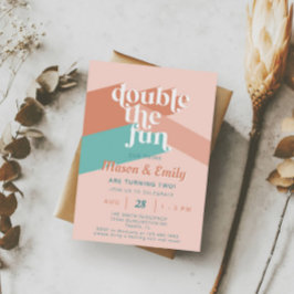 レトロボホダブルザおもしろいツインズ誕生日 招待状