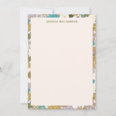 レトロボホティール（緑がかった色）ブラウンフローラかわいい赤ちゃんシャワー サンキューカード (正面)