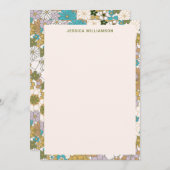 レトロボホティール（緑がかった色）ブラウンフローラかわいい赤ちゃんシャワー サンキューカード (正面/裏面)