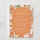 レトロボホテラコッタフローラトレンディーブライダルシャワー 招待状 (正面)