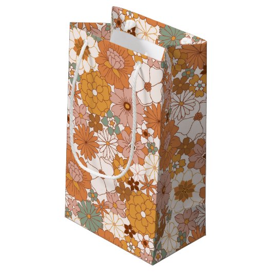 レトロボホテラコッタフローラフラワーズボヘミアン スモールペーパーバッグ (裏面アングル)