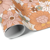 レトロボホテラコッタフローラフラワーズボヘミアン ラッピングペーパー (ロールコーナー)