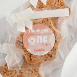 レトロボホデイジー1st誕生日ステッカーラベル ラウンドシール