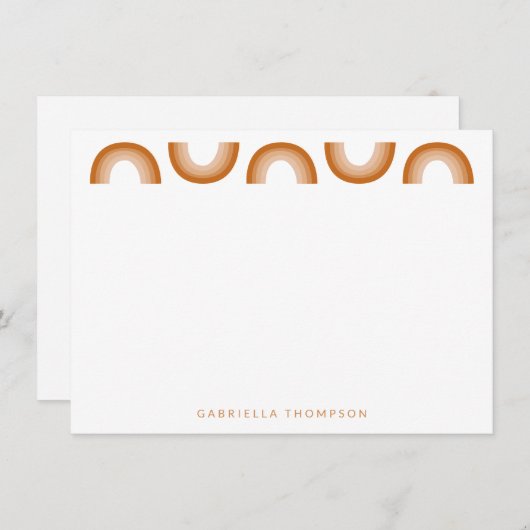 レトロボホデザートレインボーテラコッタパーソナライズされた ノートカード (正面/裏面)