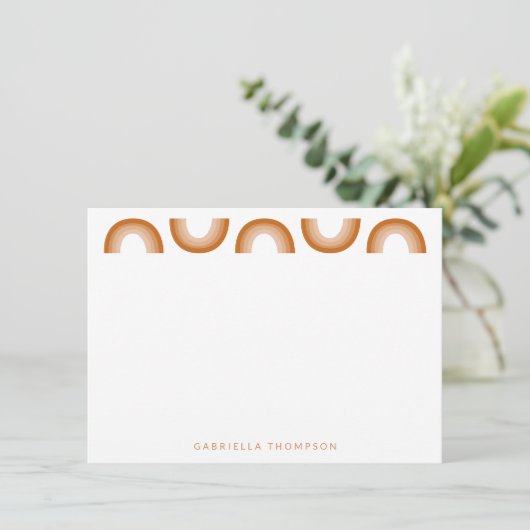 レトロボホデザートレインボーテラコッタパーソナライズされた ノートカード (スタンド正面)