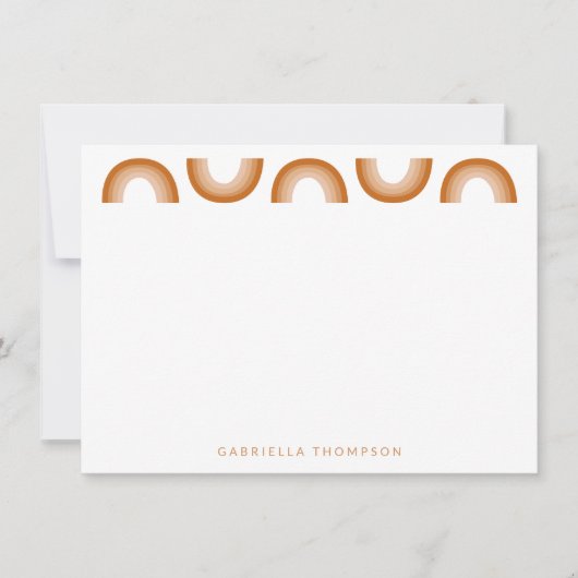 レトロボホデザートレインボーテラコッタパーソナライズされた ノートカード (正面)