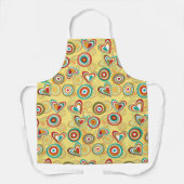 レトロボホハートと円70sグルービーパターン エプロン (正面)
