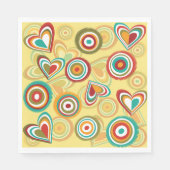 レトロボホハートと円70sグルービーパターン スタンダードランチョンナプキン (正面)