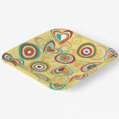 レトロボホハートと円70sグルービーパターン ペーパープレート (傾斜あり)