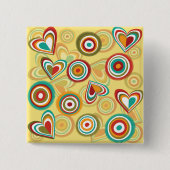 レトロボホハートと円70sグルービーパターン 缶バッジ (正面)