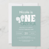 レトロボホバタフライ1stバースデーダスティブルー 招待状 (正面)