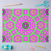 レトロボホパープル&ライムグリーンフローラデクページ 薄葉紙 (クラフト)