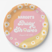 レトロボホヒッピーデイジーブライダルシャワーデコレーション ペーパープレート (正面)