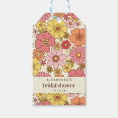 レトロボホピンクイエローフローラカスタムブライダルシャワー ギフトタグ (正面)