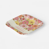 レトロボホピンクイエローフローラブライダルシャワーカスタム ペーパープレート (傾斜あり)