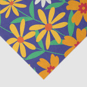 レトロボホピンクオレンジの花のパターンはネイビーブルー 薄葉紙 (詳細)