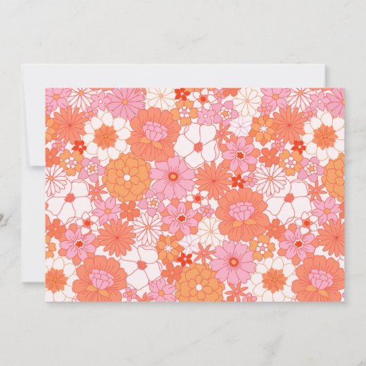 レトロボホピンクオレンジの花パーソナライズされた名 サンキューカード (裏面)