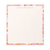 レトロボホピンクオレンジフローラパーソナライズされた名 ノートパッド (正面)