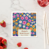 レトロボホピンクオレンジフローラブライダルシャワー スタンダードカクテルナプキン (インサイチュ)