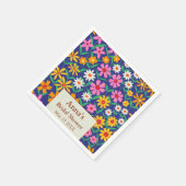 レトロボホピンクオレンジフローラブライダルシャワー スタンダードカクテルナプキン (角)