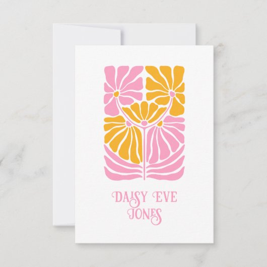 レトロボホピンクオレンジ金ゴールドフローラ ノートカード (正面)