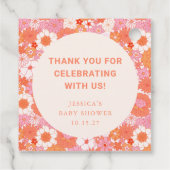 レトロボホピンクフローラカスタムベビーシャワー感謝してい フェイバータグ (裏面)