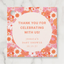 レトロボホピンクフローラカスタムベビーシャワー感謝してい