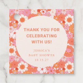 レトロボホピンクフローラカスタムベビーシャワー感謝してい フェイバータグ