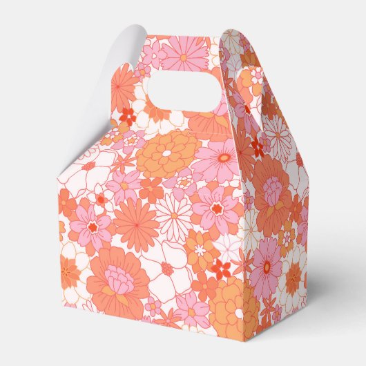 レトロボホピンクフローラカスタムベビーシャワー感謝してい フェイバーボックス (裏面サイド)