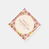 レトロボホピンクフローラグルーヴィバルミツワーカスタム スタンダードカクテルナプキン (角)