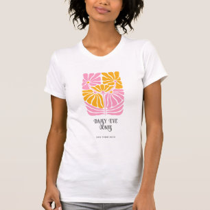 レトロボホピンク金ゴールドオレンジフローラ Tシャツ
