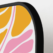 レトロボホピンク金ゴールドオレンジ色フローラ ピックルボールラケット (左詳細)